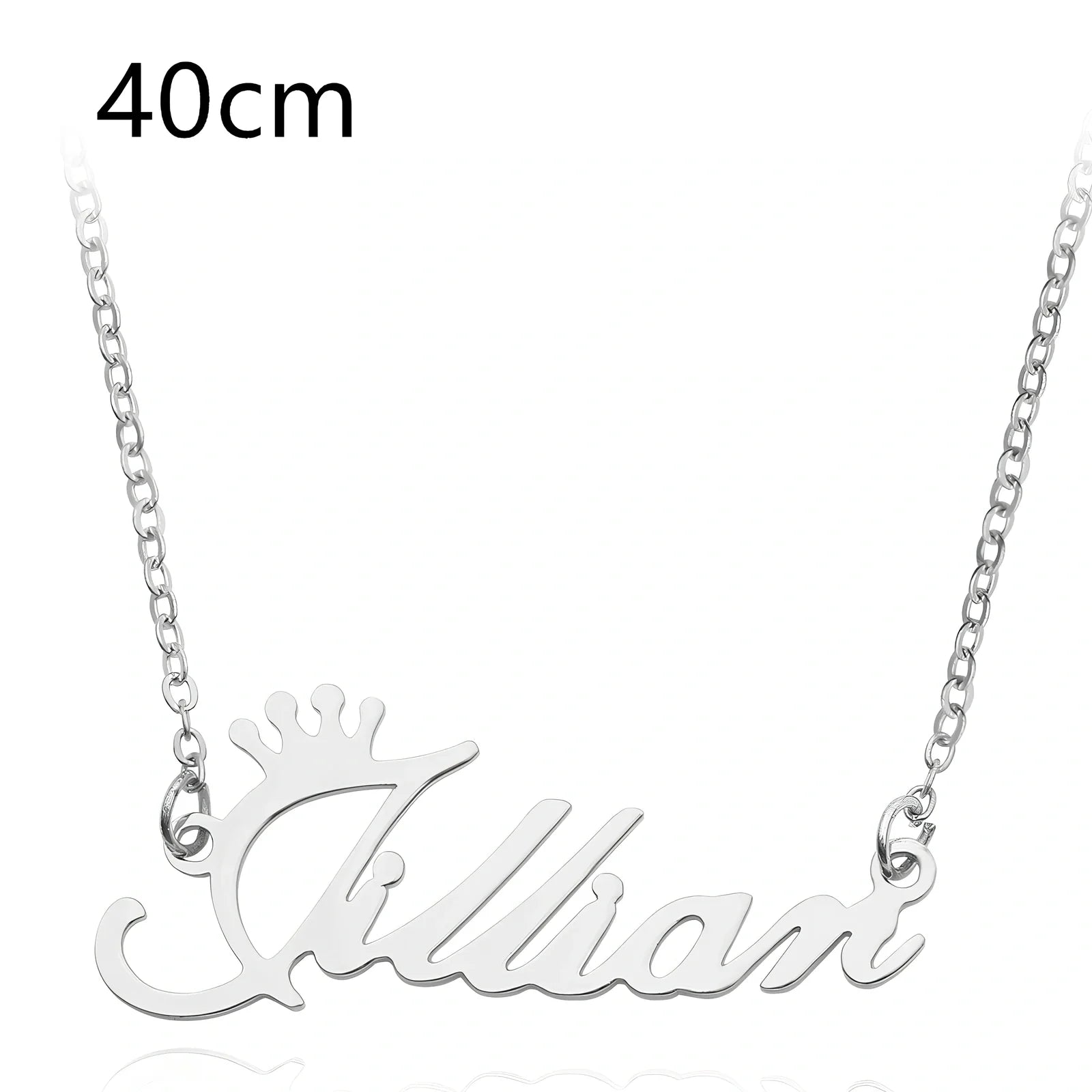 Custom name pendant necklace in titanium steel with 925 silver plating, rose gold chain 45cm length