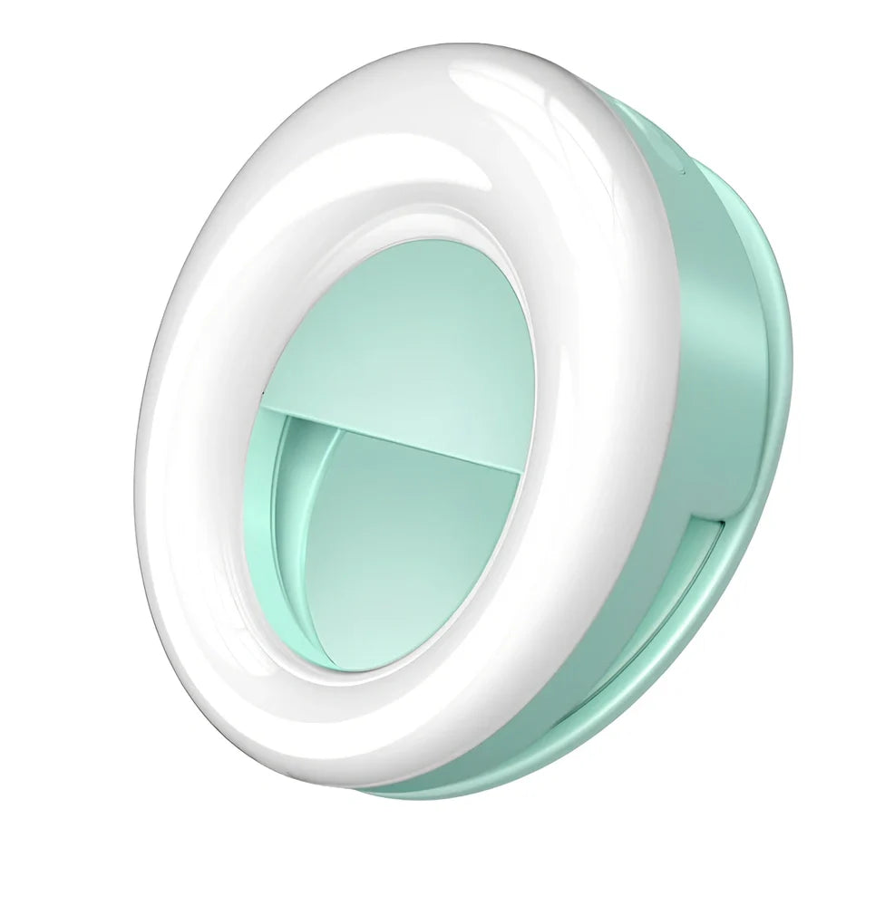 WQ-20 80mm round LED fill light in green, rechargeable with stepless dimming for selfies