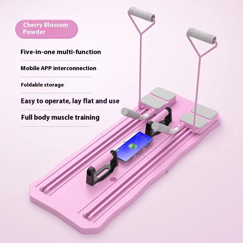 Blue ABS plastic fitness board with multi-functional five-in-one design for home workouts