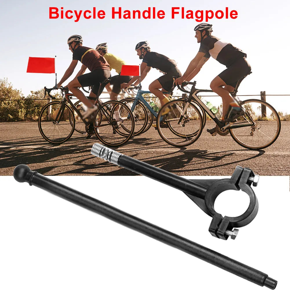 Cycling handlebar flag with plastic pole and polyester square fabric for bicycle mounting