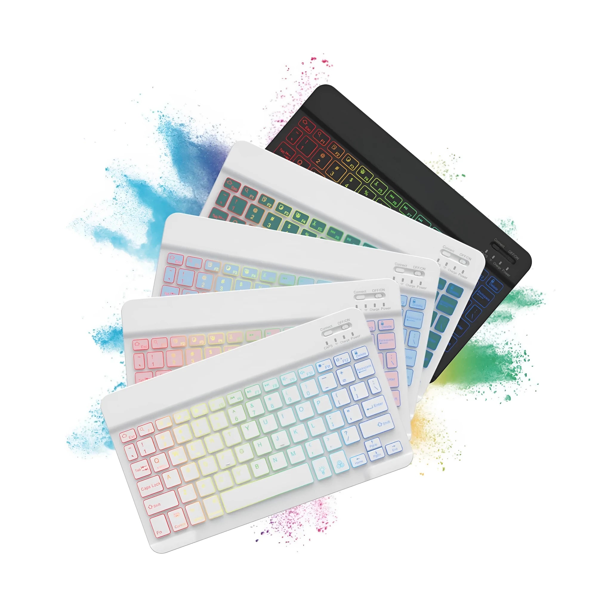 10-inch wireless Bluetooth keyboard with colourful backlit keys for mobile phones and tablets