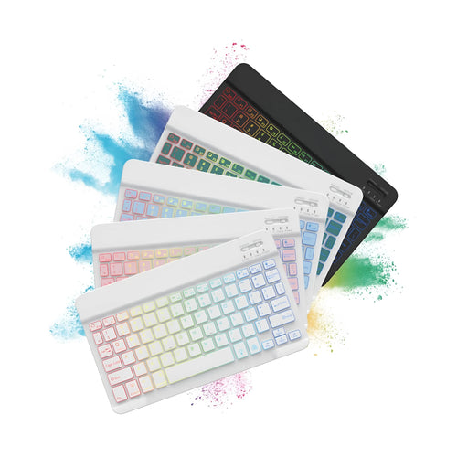 10-inch wireless Bluetooth keyboard with colourful backlit keys for mobile phones and tablets