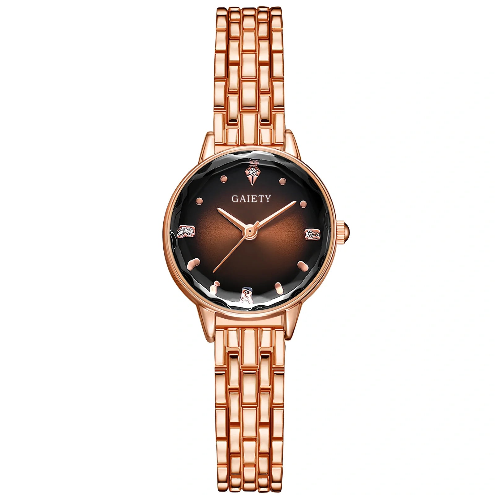 Women's alloy quartz watch in black with 40mm case, 9mm thick, 230mm band, quartz movement for daily accuracy