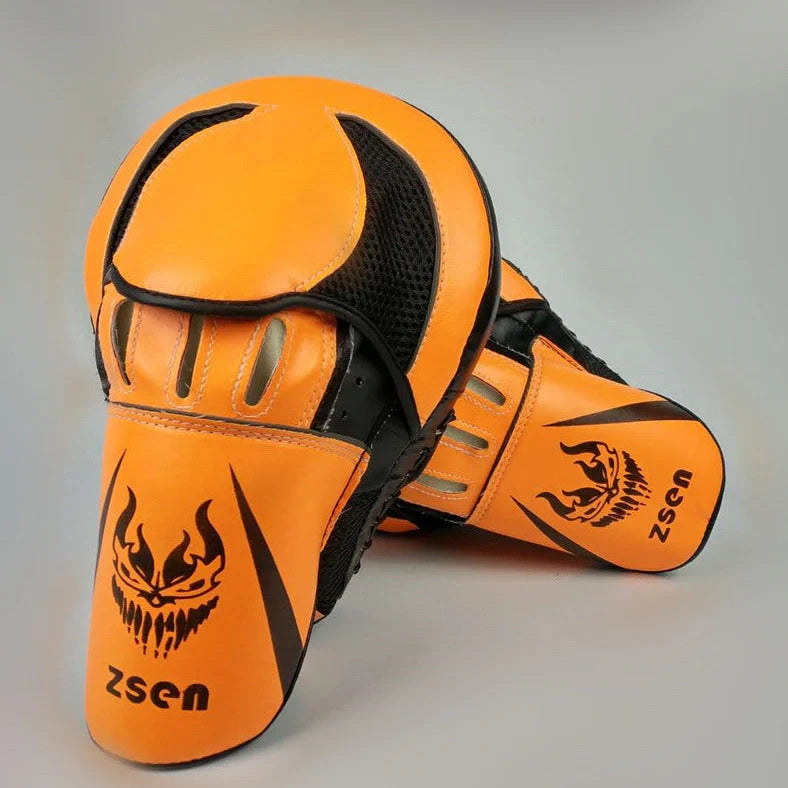 Orange boxing training hand target measuring 25cm diameter with reinforced stitching