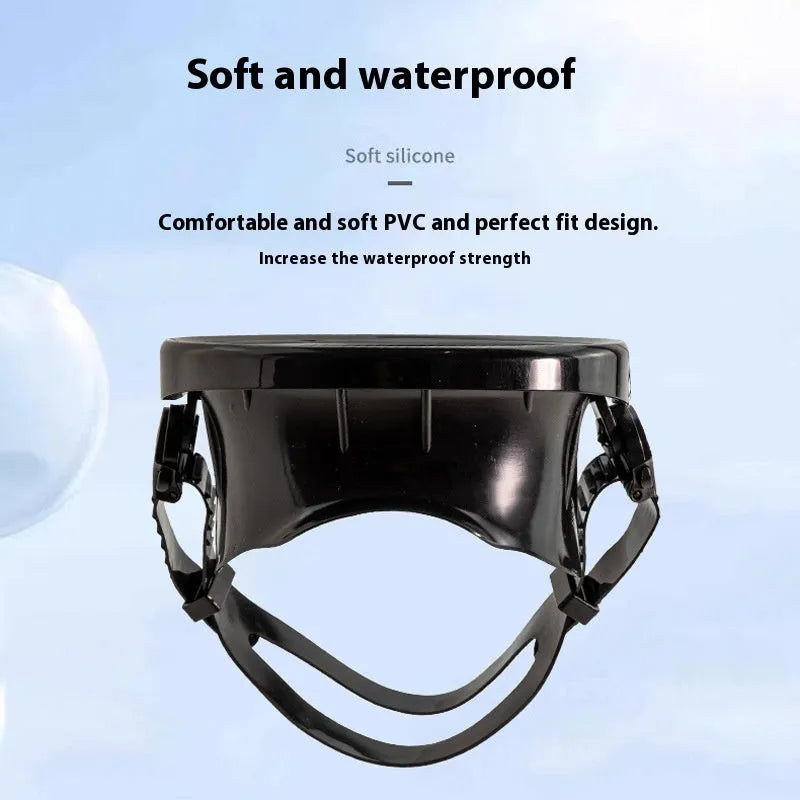 Fisherman Mirror second-generation swimming goggles with HD tempered glass lens and black PVC frame