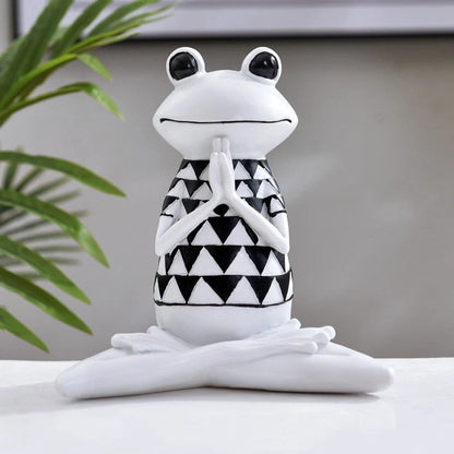 Handcrafted Yoga Frog Figurine in environmental resin with metal atmosphere light
