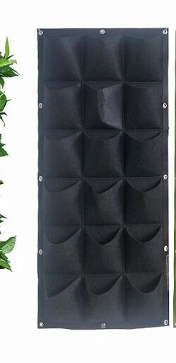 Wall mount hanging planting bags for vertical gardening in green and black