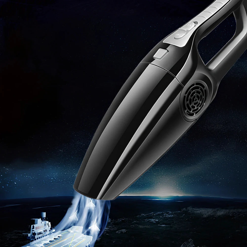 AutoClean Tm portable car vacuum cleaner with 12V DC power connection and washable filter