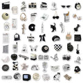 61 black and white waterproof PVC vinyl stickers for laptop and drink bottle personalisation.