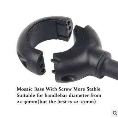 Black metal bicycle rearview mirror with hose adjustment system for handlebar or helmet mounting