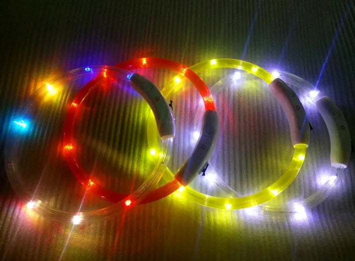 USB rechargeable LED dog collar with three flash modes for small and large dogs