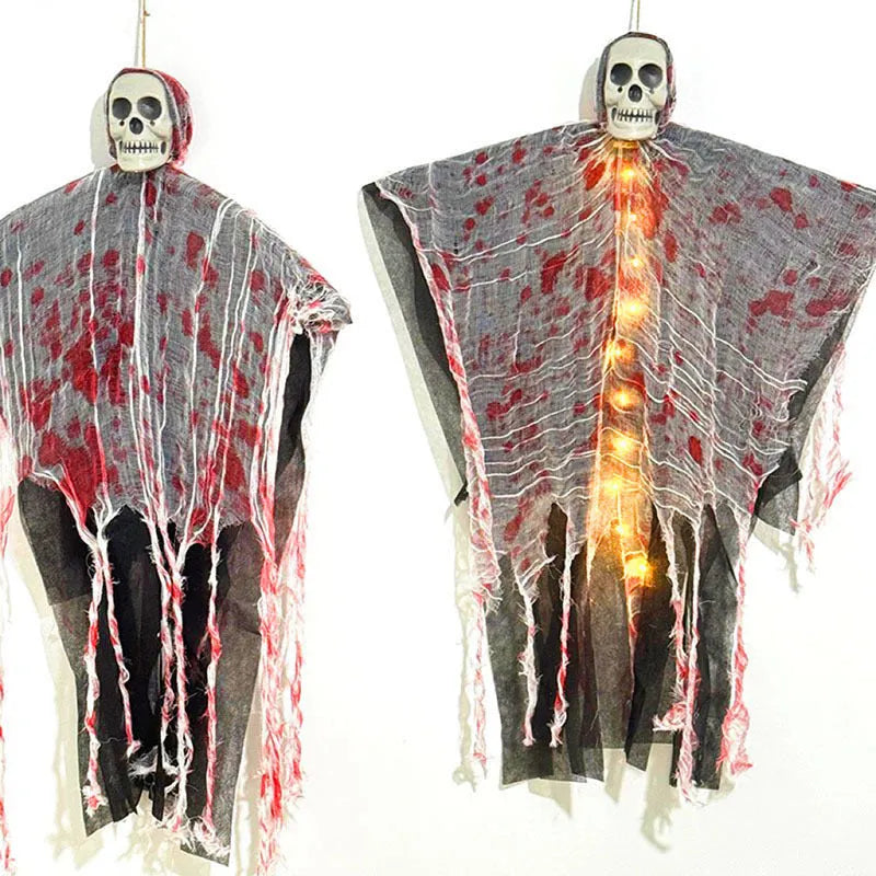 Plastic luminous skull hanging ghost Halloween decoration with blood-dyed colour finish