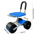 Folding garden mobile seat with wheels and galvanized pipe frame for outdoor use