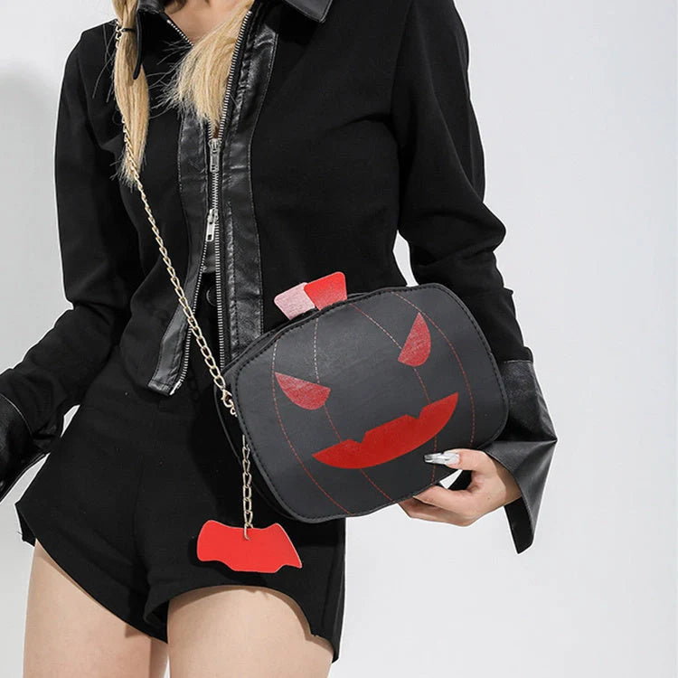 Halloween Cartoon Pumpkin Shoulder Bag in various colours with chain strap