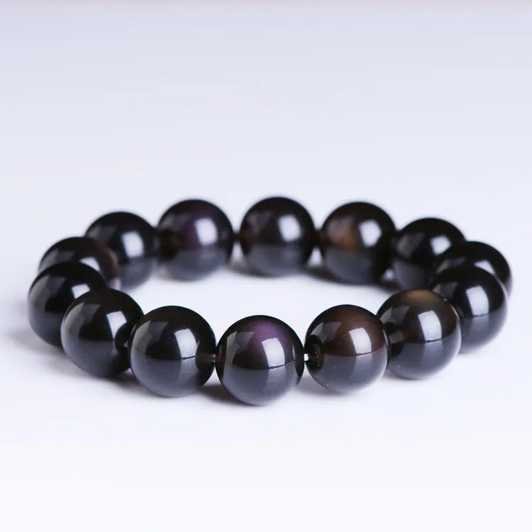 Polished crystal Pi Xiu bracelet with geometric beads in ethnic unisex style.
