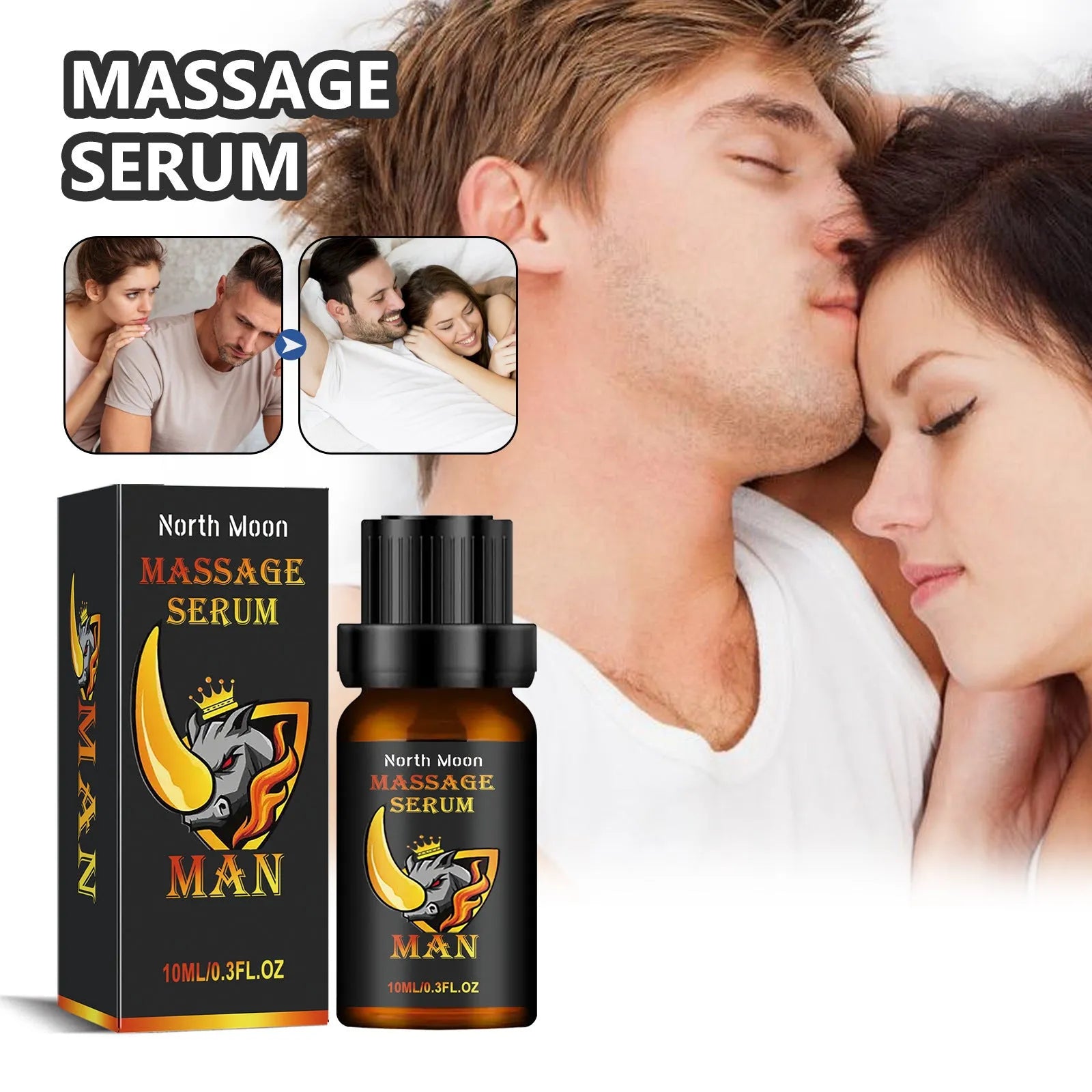 10ml bottle of men's endurance vitality massage oil with five-ingredient formula