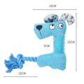 Corn Kernel TPR dog toy with squeaker and cotton rope tail in Blue, Fox size
