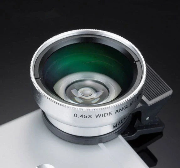 Universal HD mobile phone lens combo with wide-angle and macro capabilities
