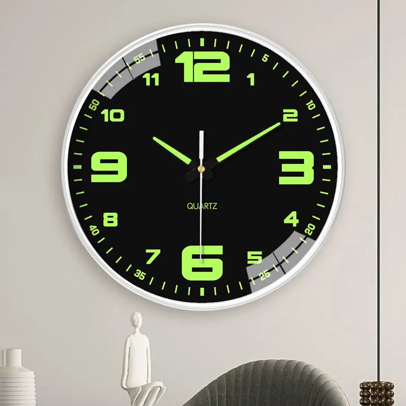 20cm diameter luminous modern wall clock with plastic construction in multiple colour options