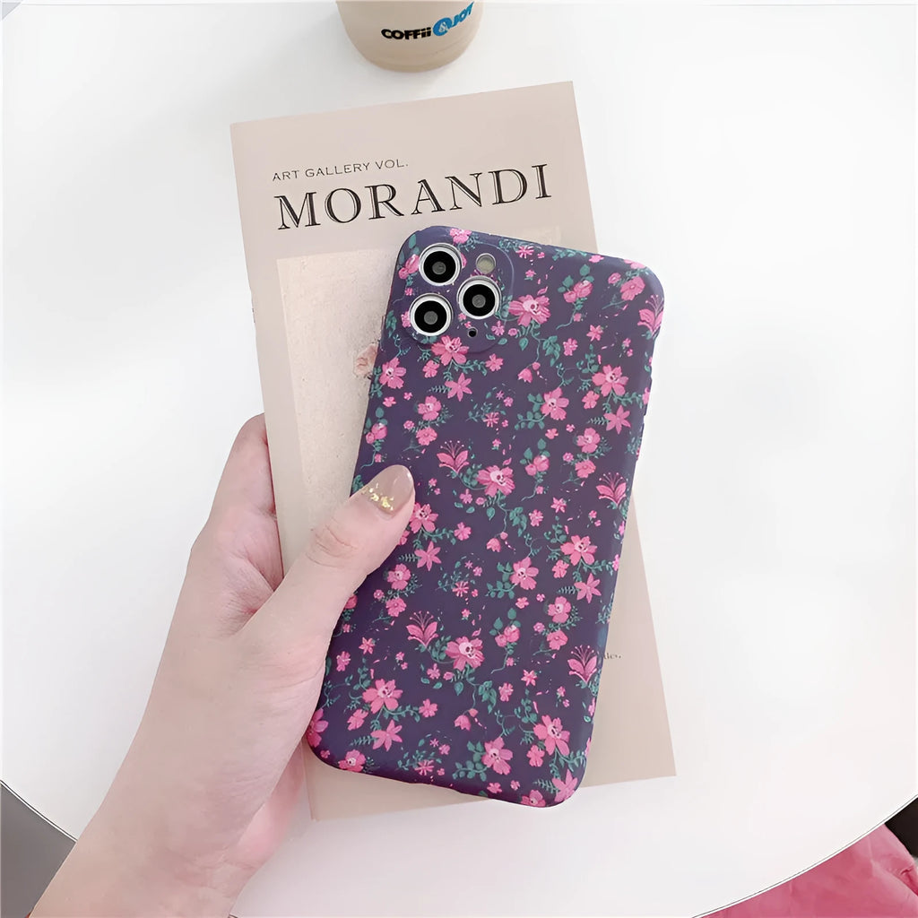 TPU back cover phone case with broken flower pattern for iPhone in navy blue