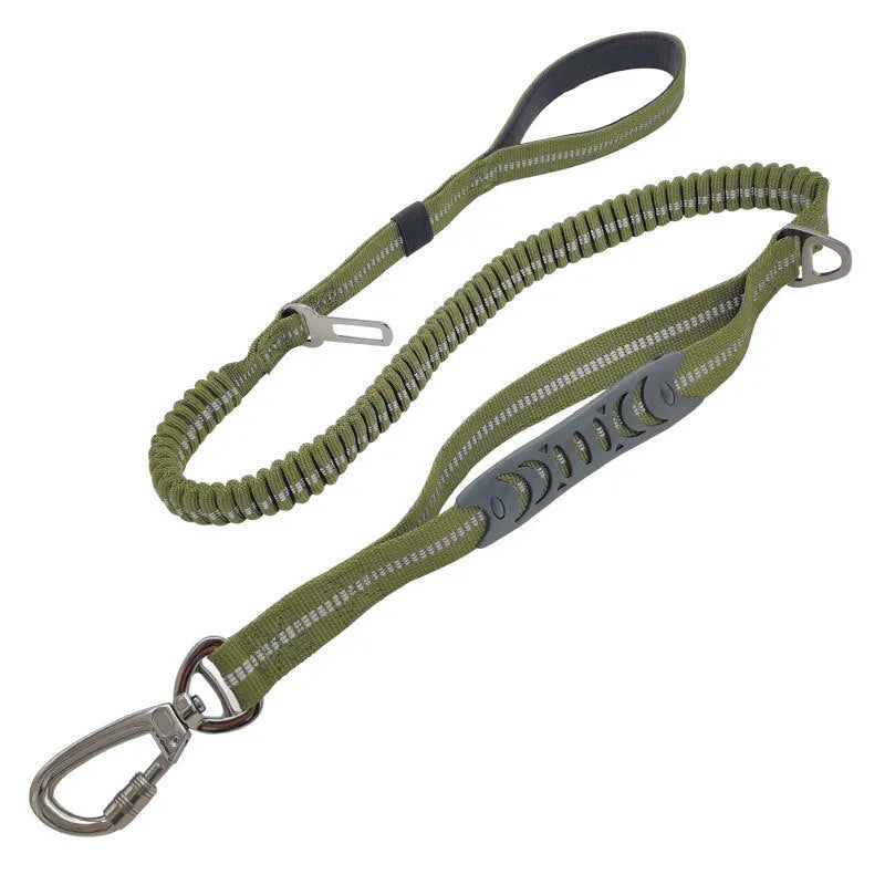 Polyester dog leash with metal hook, hand-holding design, 2.5 x 135cm, on plain background