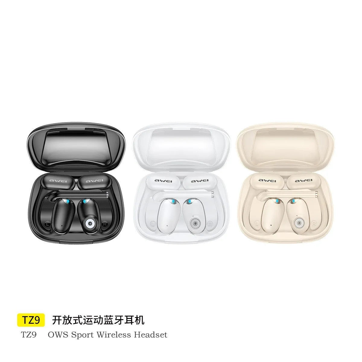 Ear-mounted Bluetooth headset sports car design in black with digital display screen