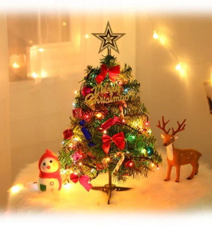 Mini Christmas tree with LED lights and festive decorations, 50cm tall