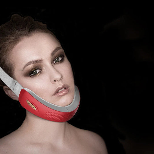 LED Photon Therapy V-shaped Slimming Facial Massager in pearl white and wine red