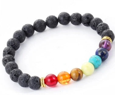 Handcrafted lava bead bracelet with seven chakra healing stones for balance and wellness