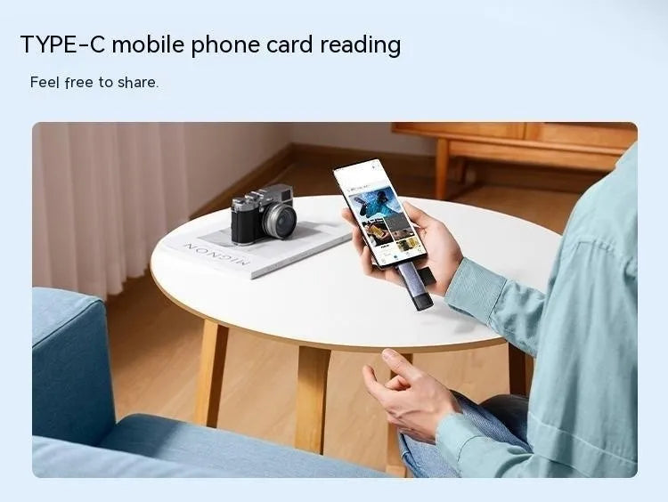 Multi-function card reader with SD TF Type-C conversion USB3.0 aluminium alloy housing for computer use