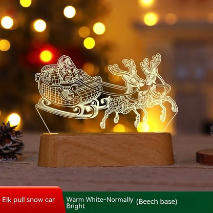 Elegant 3D Acrylic LED Christmas Lamp with intricate designs and warm, cozy lighting