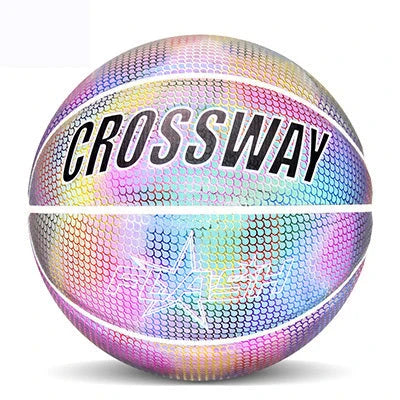 Luminous Reflective Basketball with Crossway Logo in reflective white, black, and colourful black options