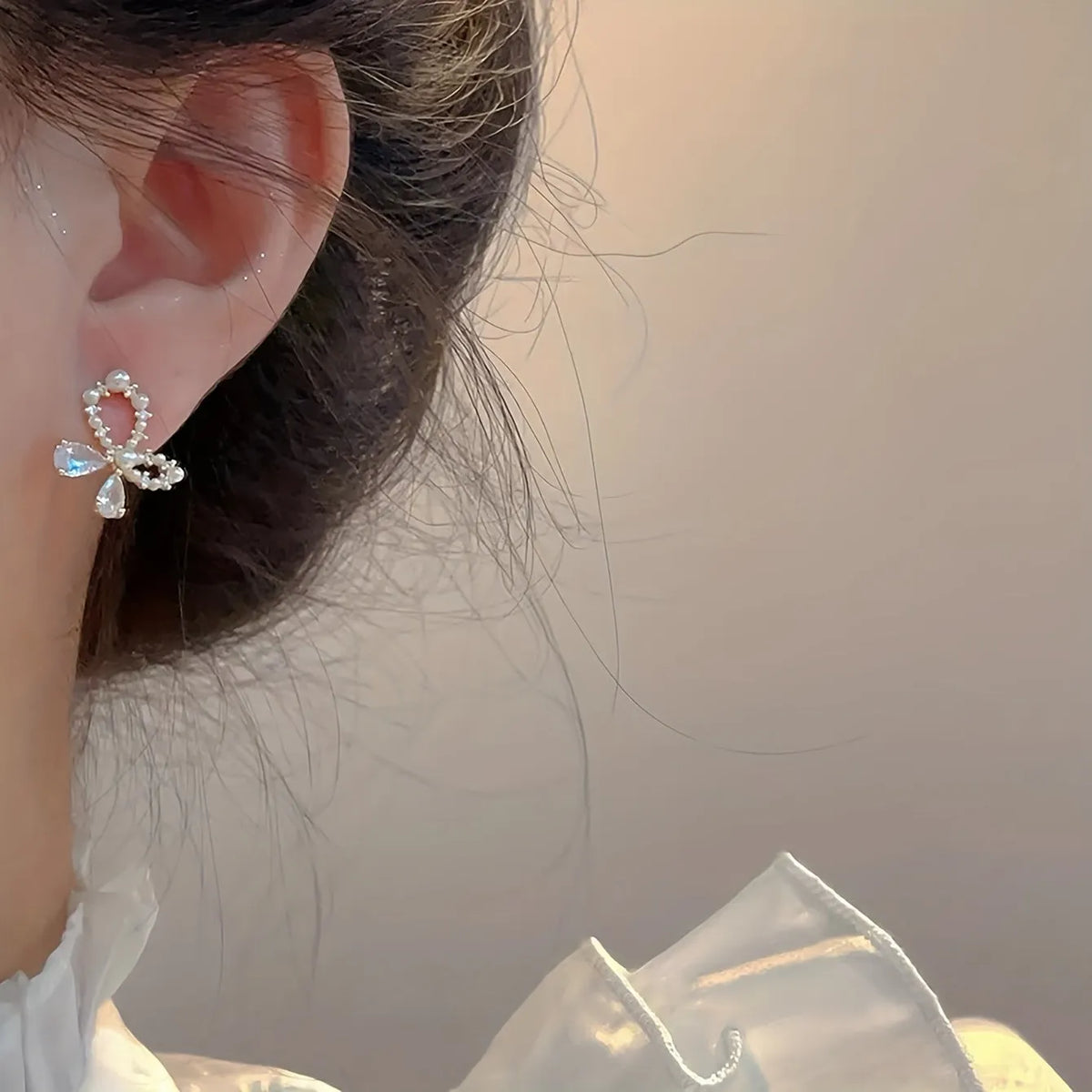 Super Zircon high-grade earrings in silver, butterfly and geometry design, copper with electroplating, for women