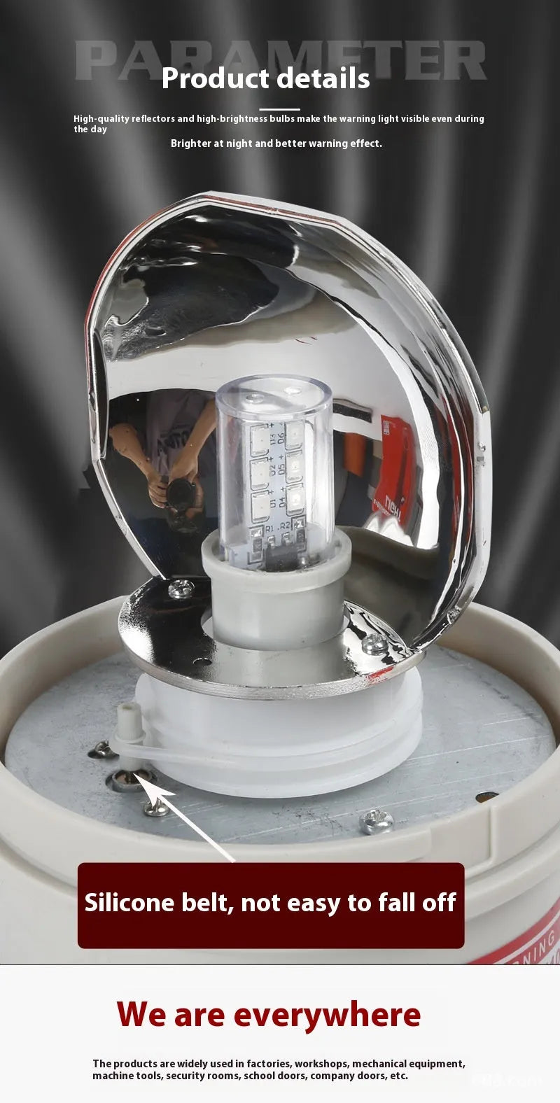 LTE-1101J red rotating warning light and siren unit with large magnetic base mount.