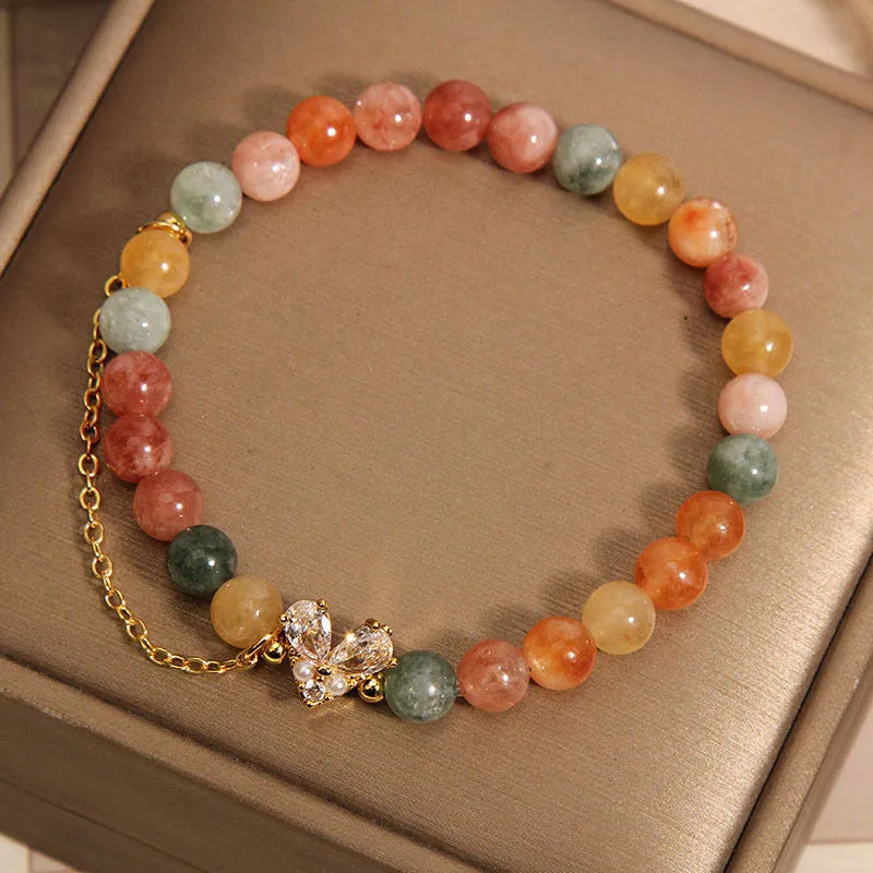 Women's Fu Lu Shou crystal bracelet with a V-shaped zircon stone in a cartoon style design.