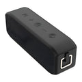 Black wireless waterproof Bluetooth speaker with button controls and USB port