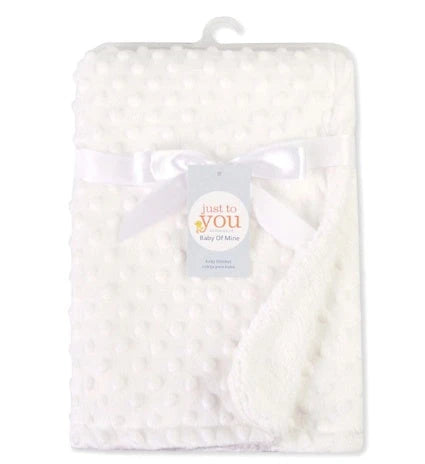 Soft and cozy baby blanket in various colors, including white, blue, gray, purple, green, and pink, with a plush, short-pile fabric and luxurious lamb velvet backing