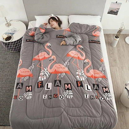 Winter Lazy Quilt with Sleeves in various colours, perfect for indoor warmth and comfort