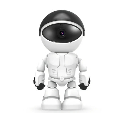 White WiFi IP security camera with 355° pan tilt, 1080P lens, and infrared night vision for indoor home surveillance, weighing 223g