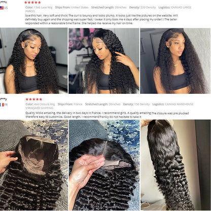 Deep wave T part frontal wig with hand-woven hairline and 100% human hair construction