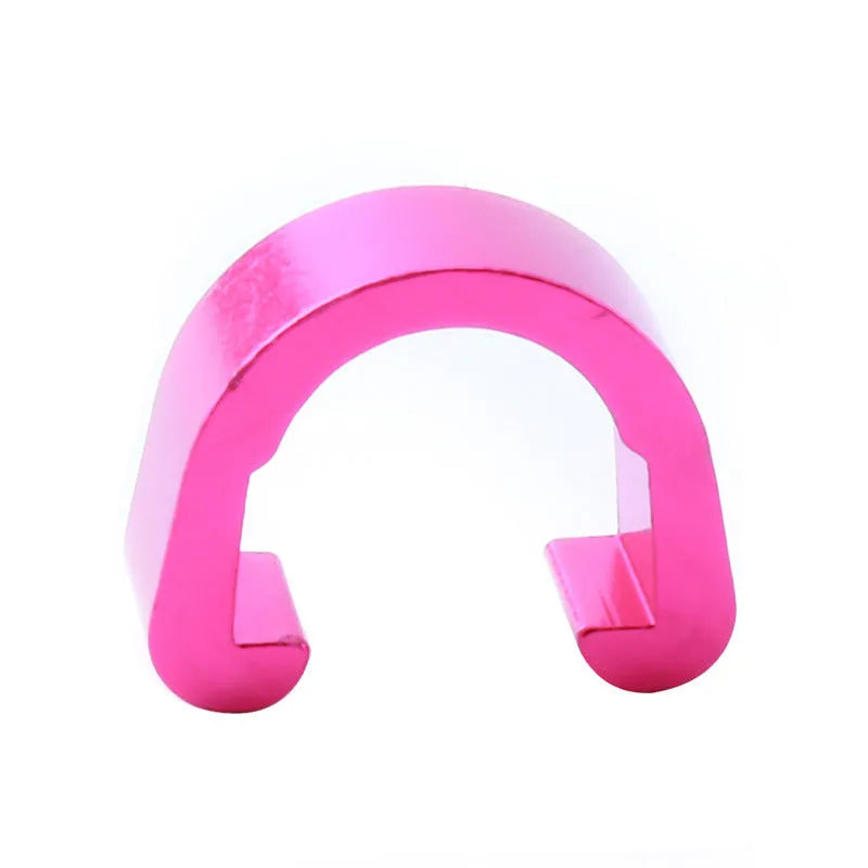 Aluminium alloy C-shaped buckle in multiple colours including black, blue, gold, green, pink, purple, red, and silver.