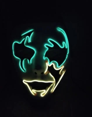 Halloween Skeleton Mask with customizable EL-Wire glow in multiple colors