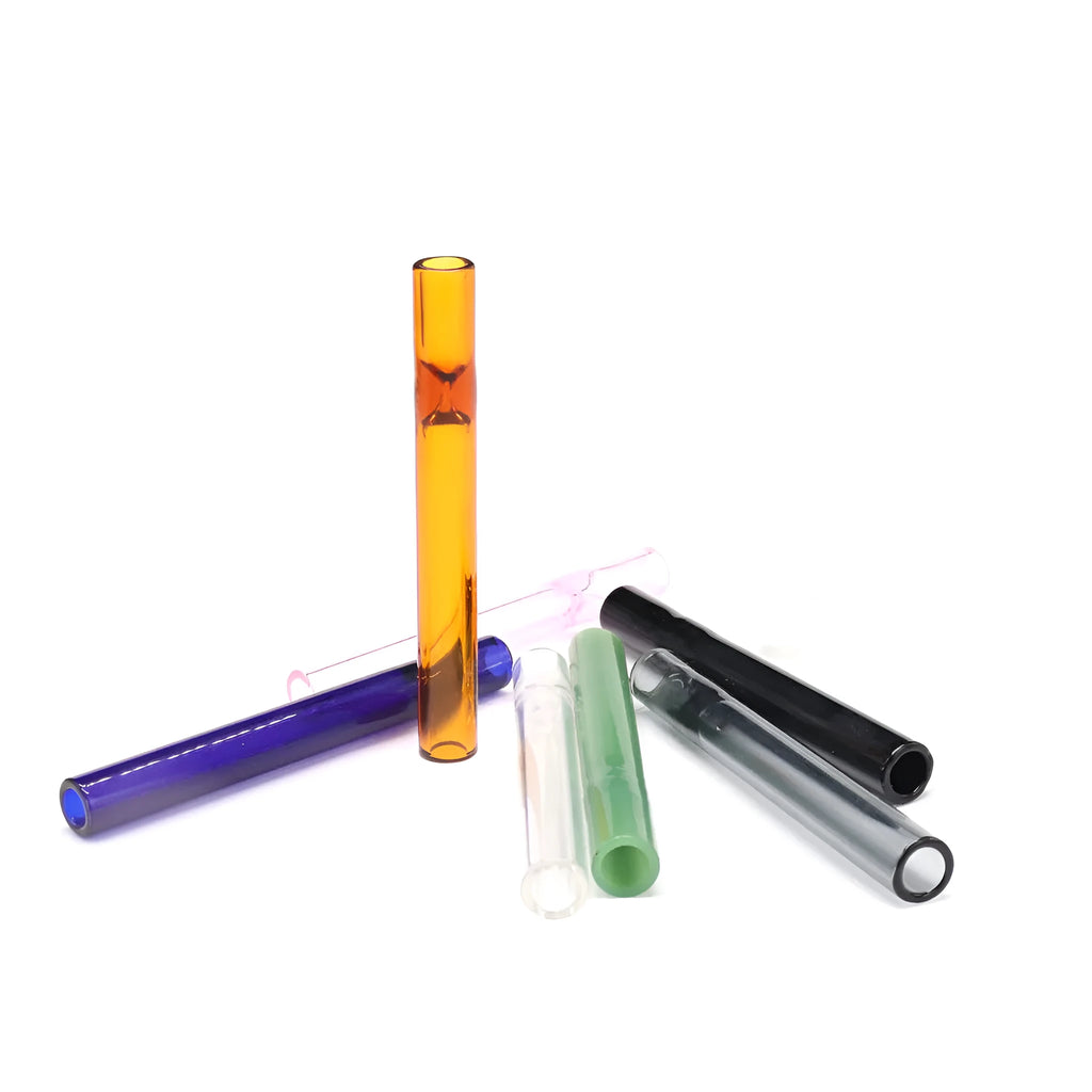 Clear glass telescopic smoking pipe nozzle for water pipes with transparent colour-mixing design