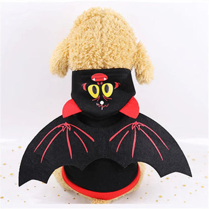 Halloween bat wings pet clothes for dogs and cats in black with red accents