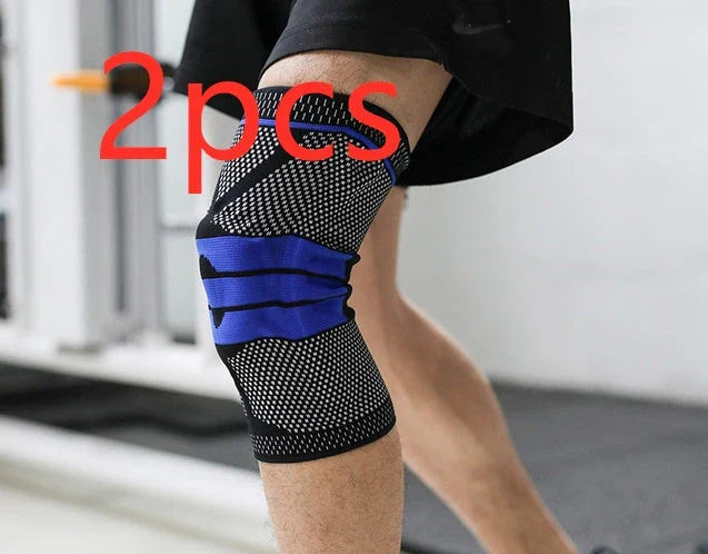 Nylon knee sleeve with anti-slip bands for sports and fitness support