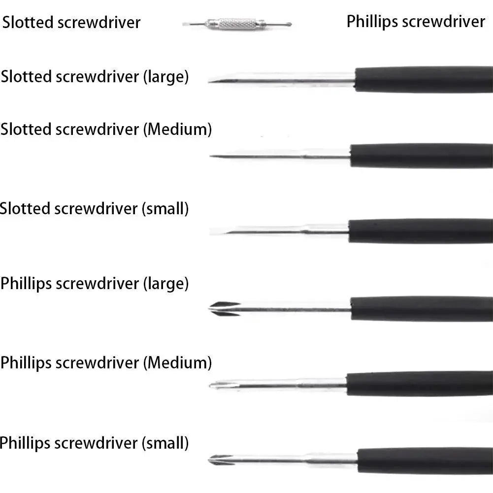 8-in-1 screwdriver with LED flashlight, stainless steel body, magnetic heads, retractable 20cm length