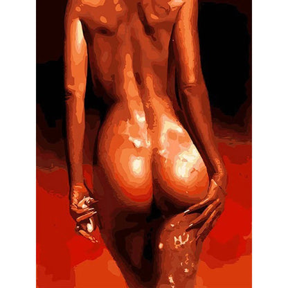 Hand-painted digital oil painting of character couple on linen, frameless 40x50cm in 633 red butt