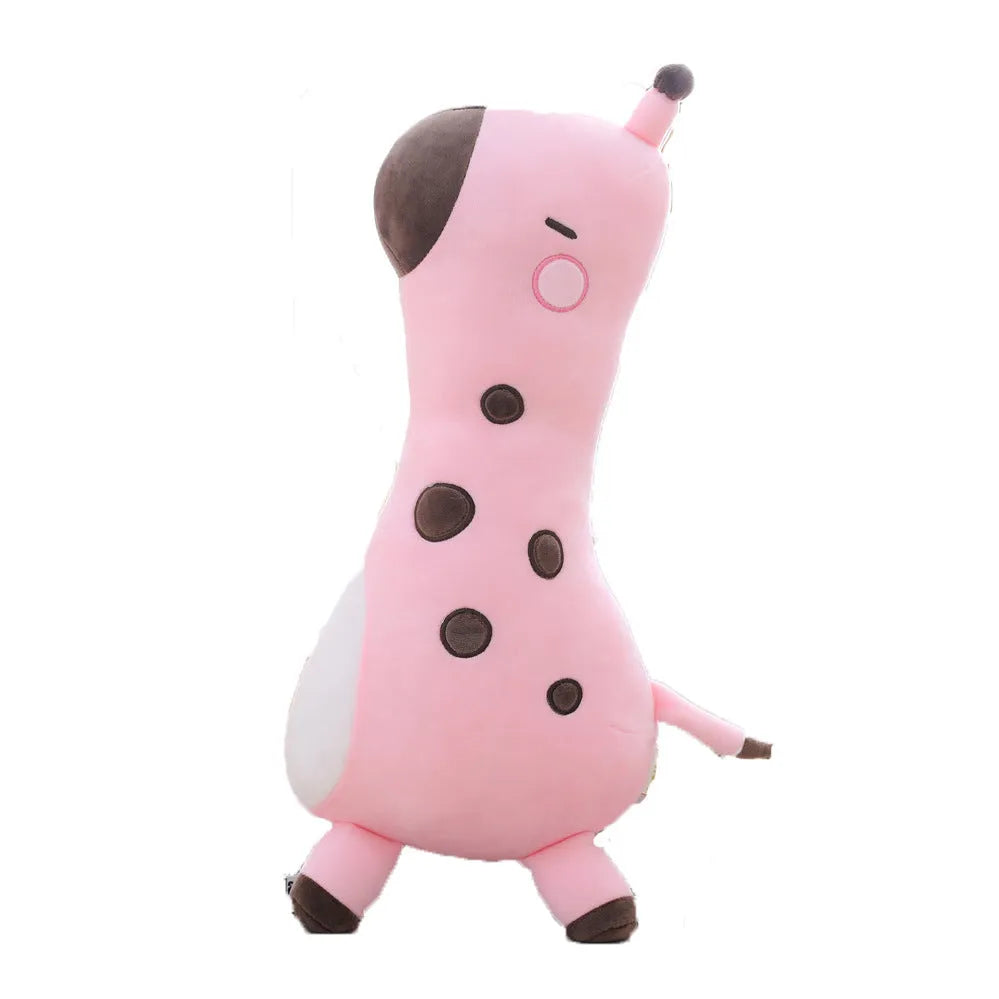 Pink and yellow soft Sika deer plush doll with short plush fabric, 30cm 50cm 80cm sizes, for children aged 4-6