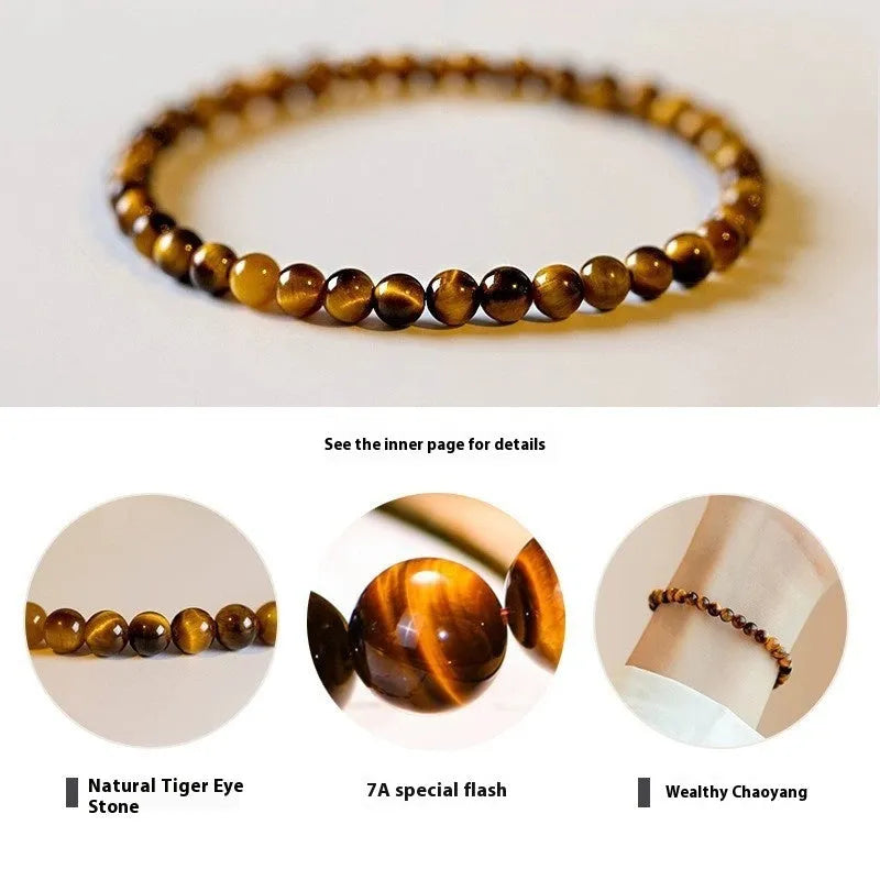 Handmade tigereye gemstone bracelet with geometric design in New Chinese style