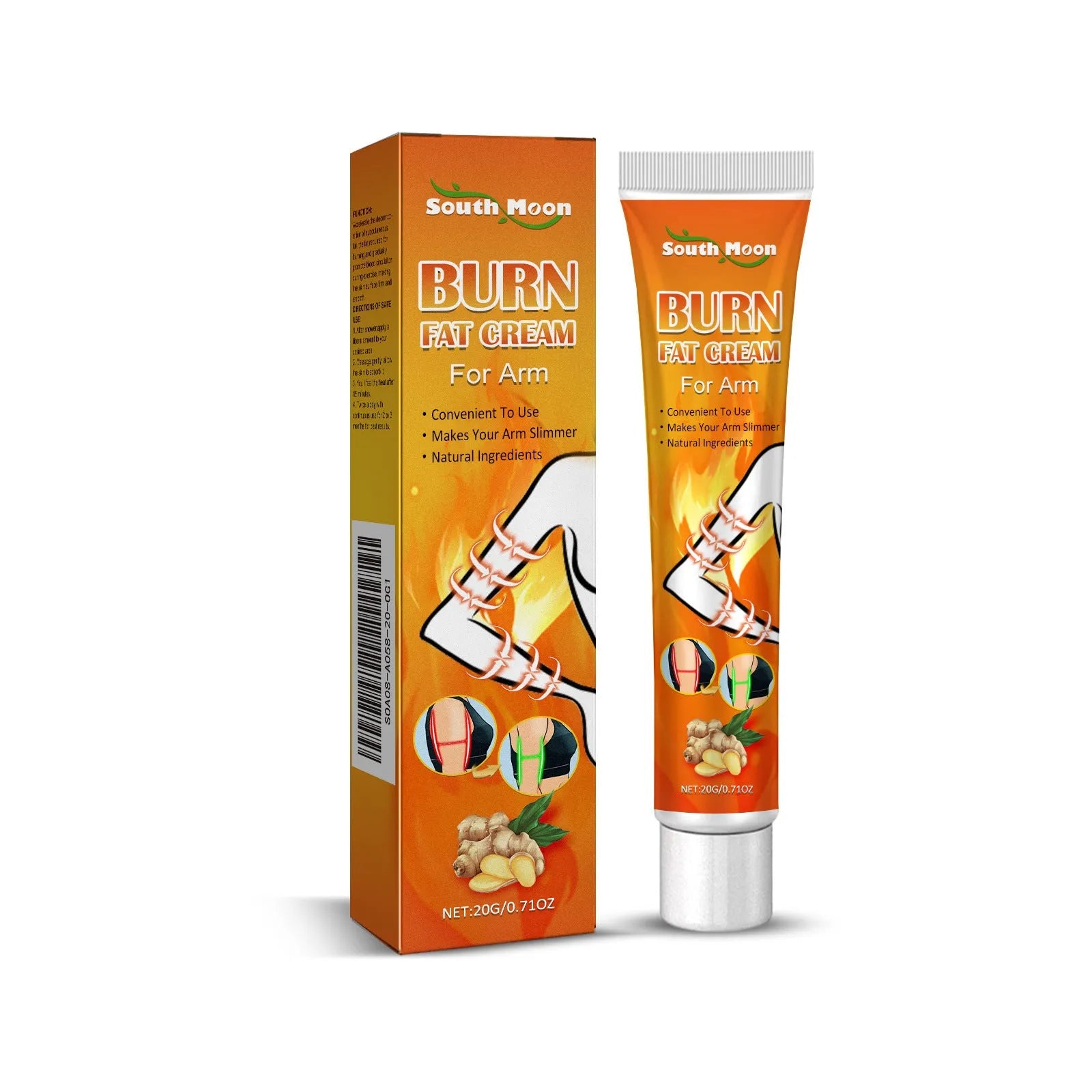 20g tube of body firming massage cream with ingredients like Sophora flavescens and ginger.